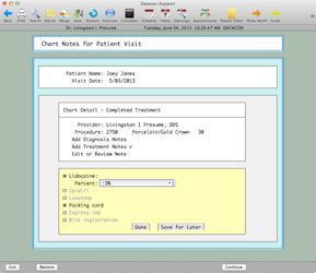 Chart Note Notes | Datacon Dental Systems